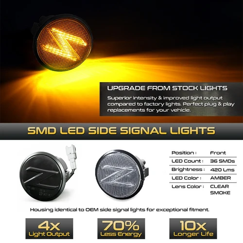 Imagen 2 del producto Luces Led dinámicas de posición lateral ámbar, luces intermitentes secuenciales de señal de giro para Nissan 370z Coupe Nismo Z34 2009-2020 Canbus, 2 uds.