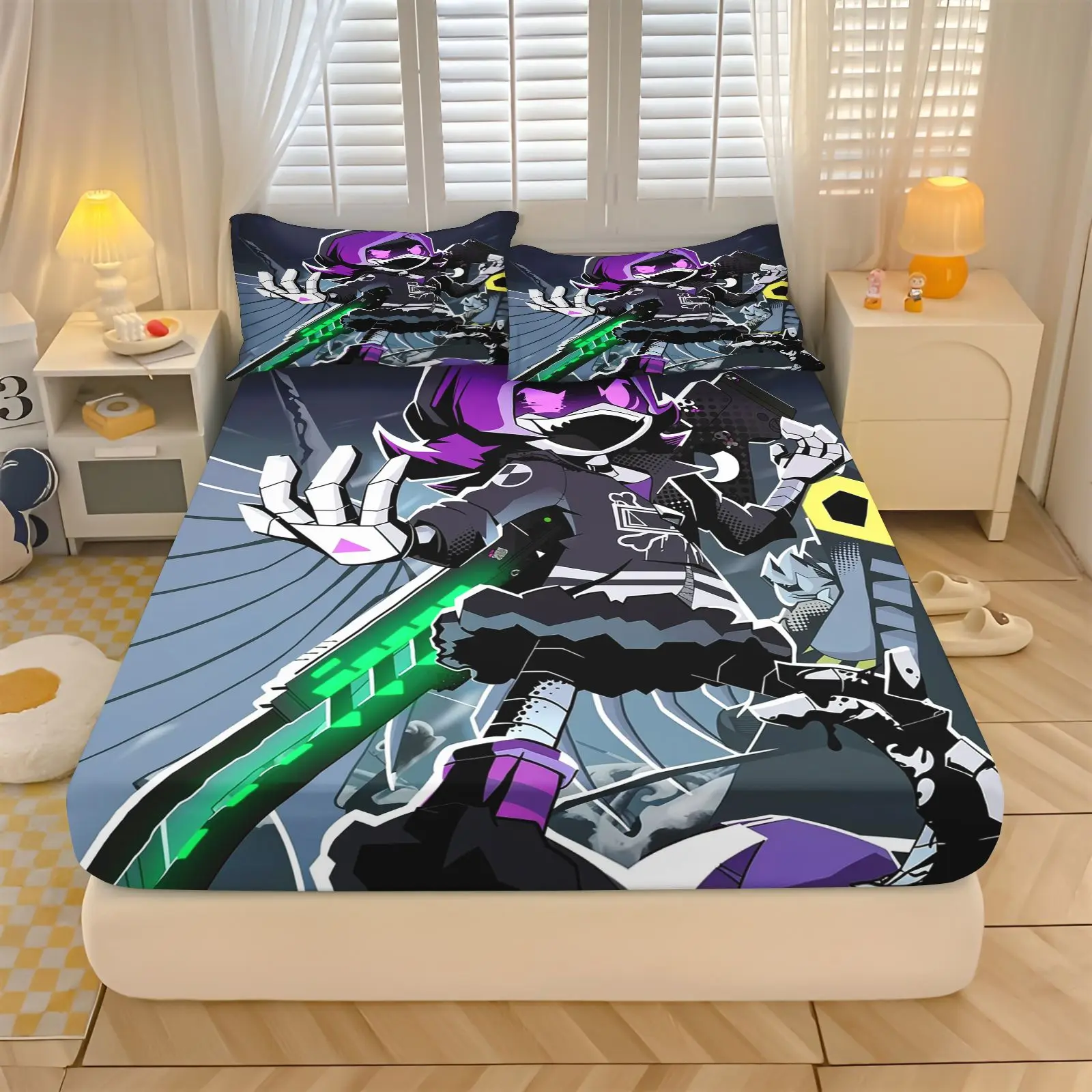 Murder Drones Uzi Doorman Bedding Set 3D Print Fitted Sheet Pillowcase Cartoon Anime Bed Cover For Bedroom Decor Single Double