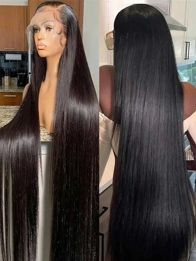 13x4 13x6 Hd Bone Straight Transparent Lace Front Wig Human Hair 40 Inch