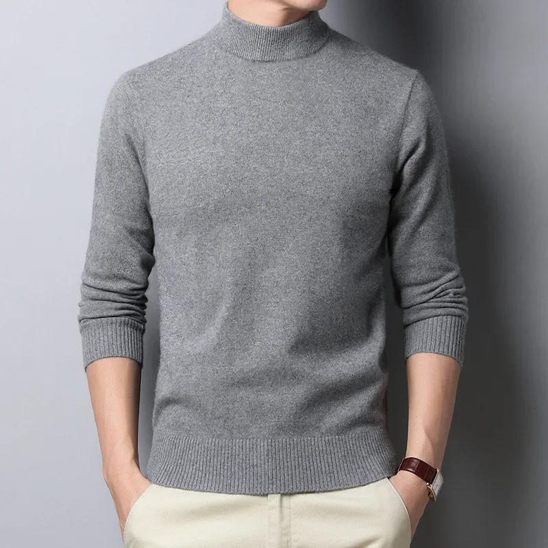 MRMT2024 Brand New Semi-turtleneck Men's Wool Sweater Men Pure Color Cashmere-like Man Knitwear Sweater Tops For Male