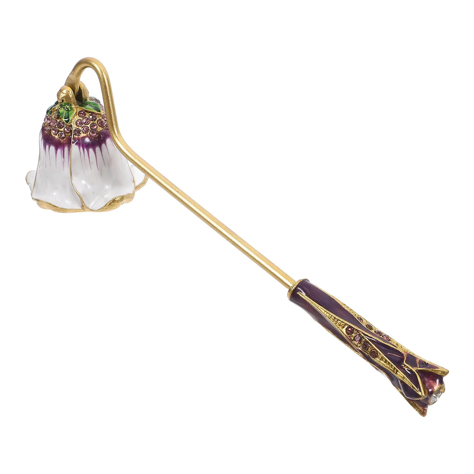 Vintage Snuffer Zinc Alloy Rhinestone Inlaid Extinguisher Tool Long Handle for Home Gift Aromatherapy