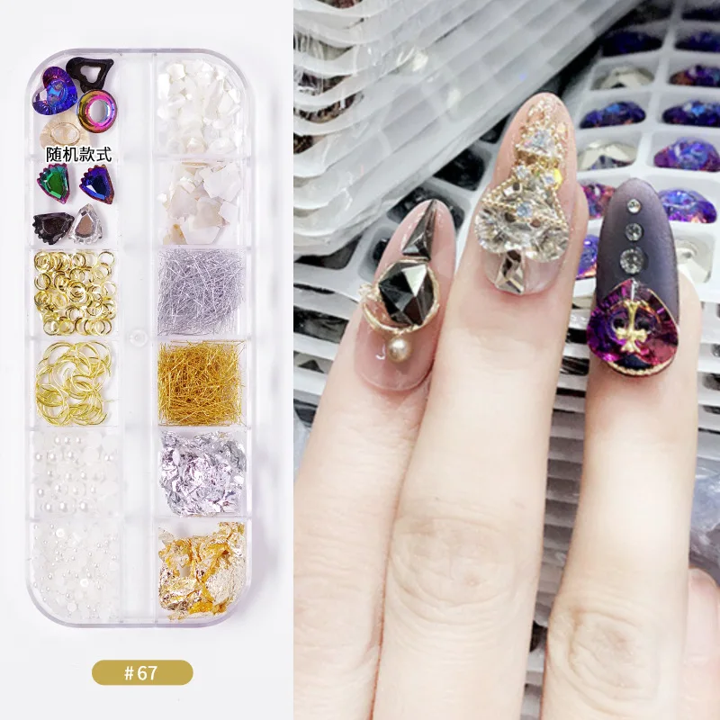 Grid Nails art accesorios AB Clear Rhinestones 3D glitter gems Pearl manicure decoration nail supplies for professionals