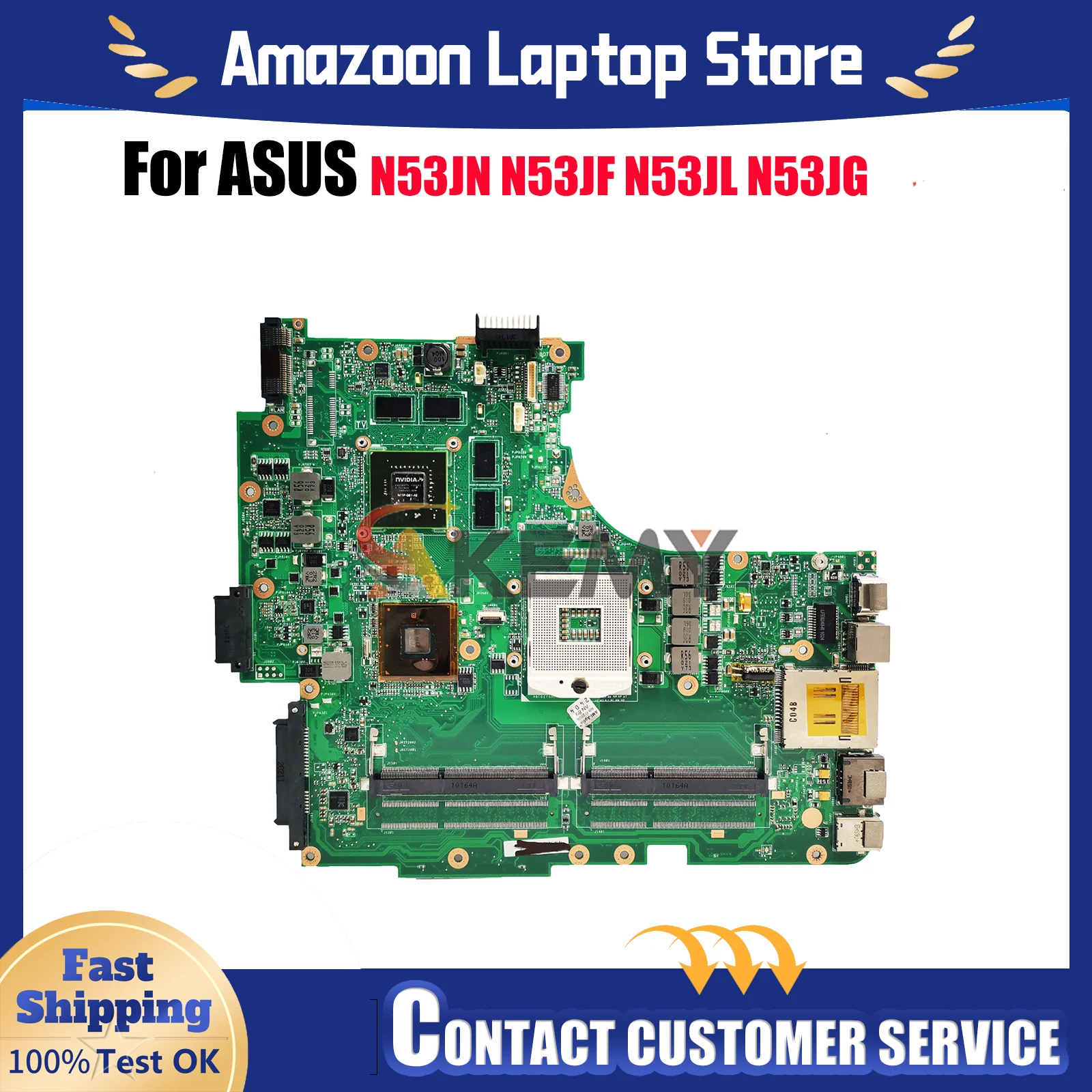 

N53JN Laptop Motherboard For ASUS N53JF N53JL N53JN N53JG N53J Notebook Mainboard in stock 100% tests OK fast shipping stk