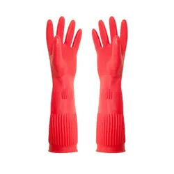 1 Pair Durable Gloves Waterproof Home Reusable Rubber Dish Washing Lengthen Glove For Household Scrubber Kitchen Clean Tools