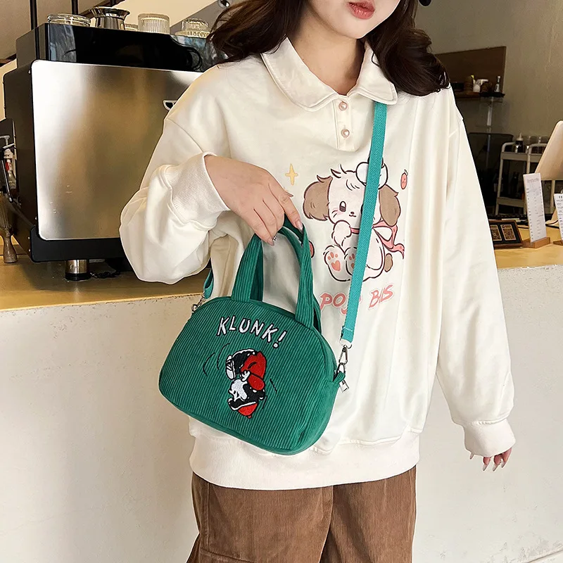 Snoopy Women Crossbody Bag Anime Large Capacity Shoulder Bag Women Corduroy Handbag Tote Bags Student Phone Bag Shopper Bags