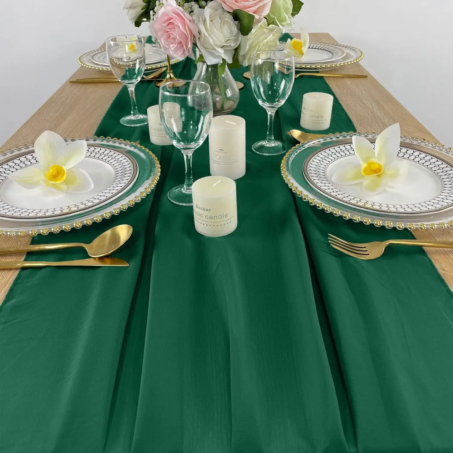 Emerald Green 10 ft Chiffon Table Runners 27x120 inches Romantic Sheer Wedding Table Runner Top Table Bridal Party Decoration
