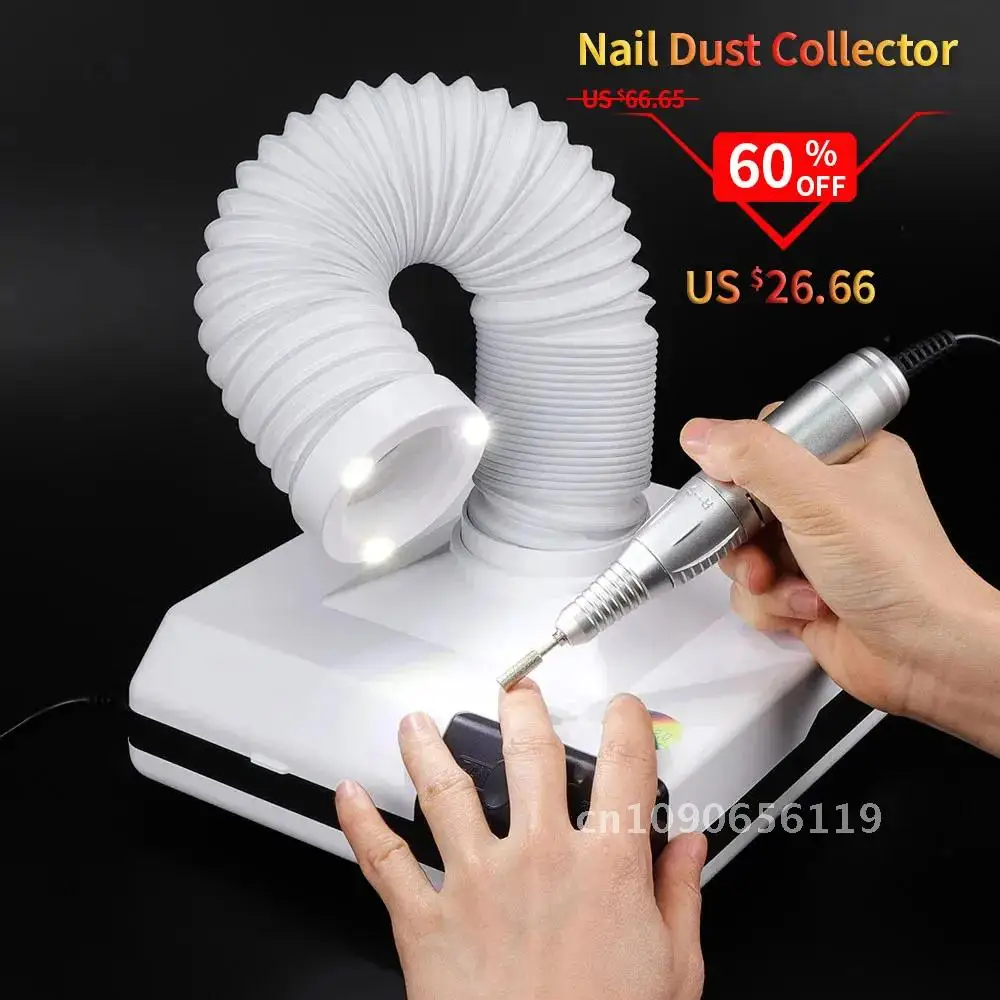 Foreverlily Strong Suction Nail Dust Collector 60W Manicure Vacuum Cleaner for Nail Art Salon Retractable Elbow Extractor Fan