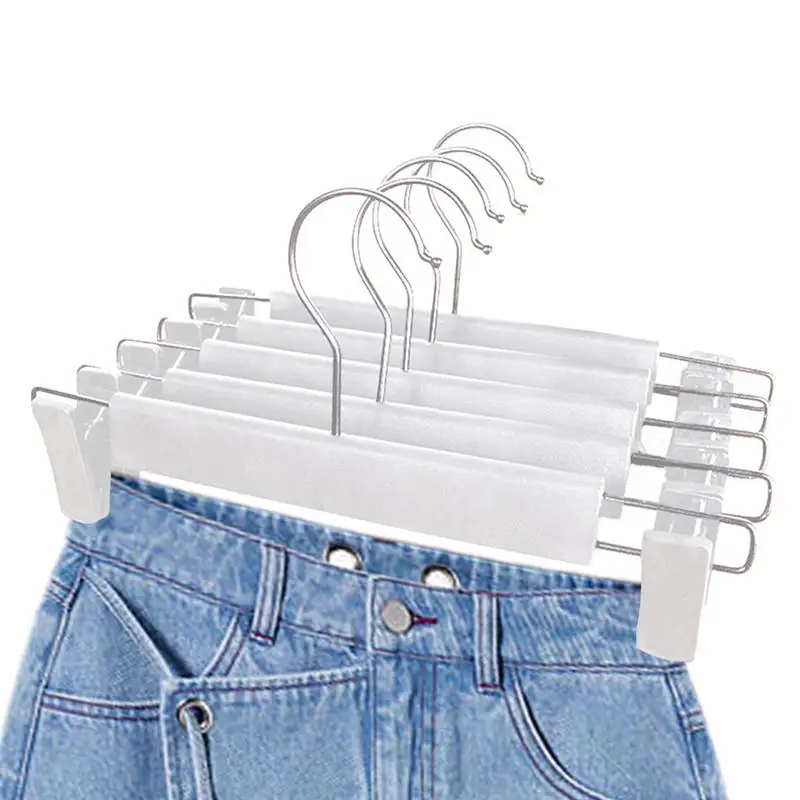 Pant Hangers With Clips 5X Strong Non-Tracking Frosted Pants Rack Clip Pants And Skirt Hangers Space-Saving With A 360-Degree