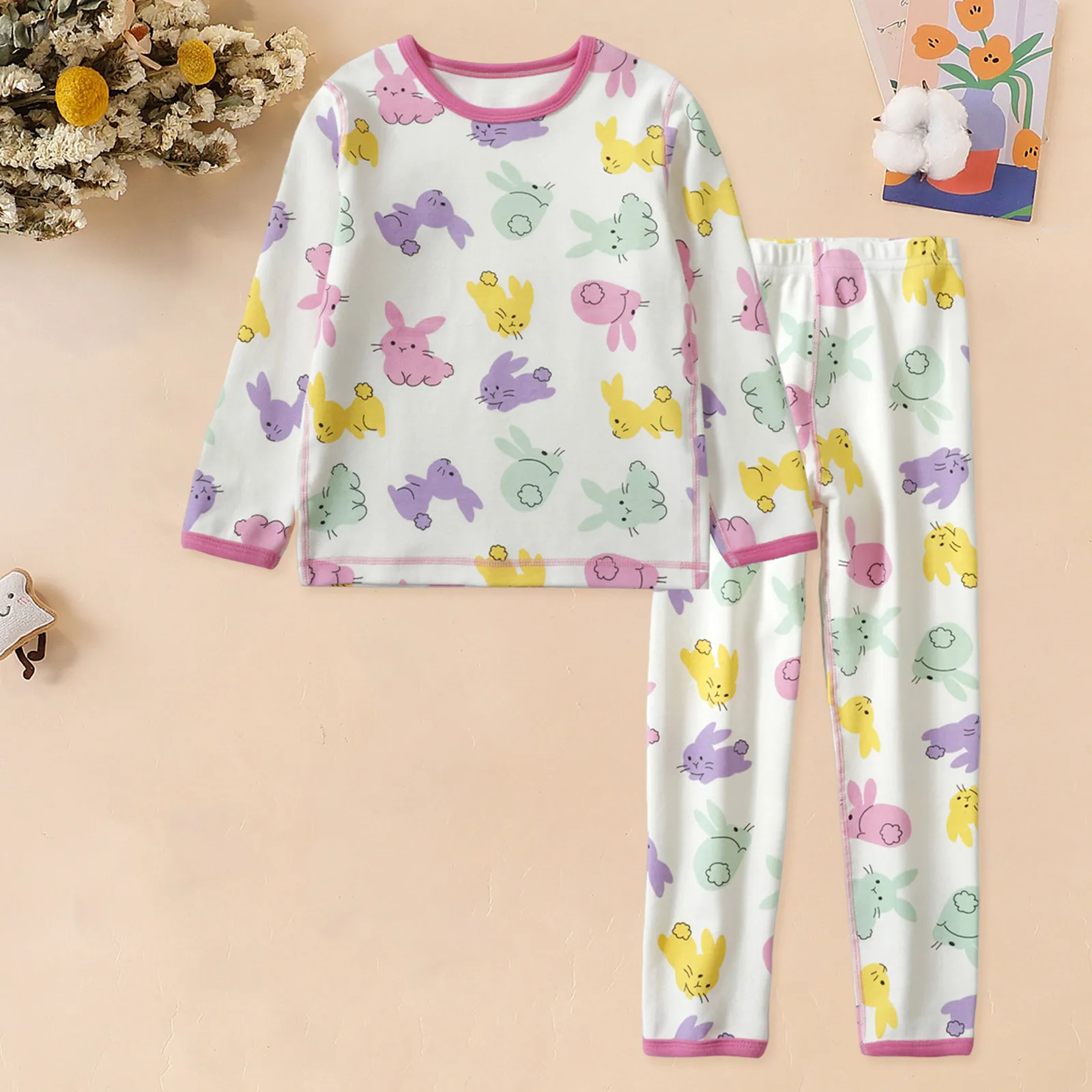 

Baby Girl Clothes 3-6 Months Wool Blend Children Thermal Underwear Set Thickened Cotton Mid To Large Checkerboard Clothes Girls