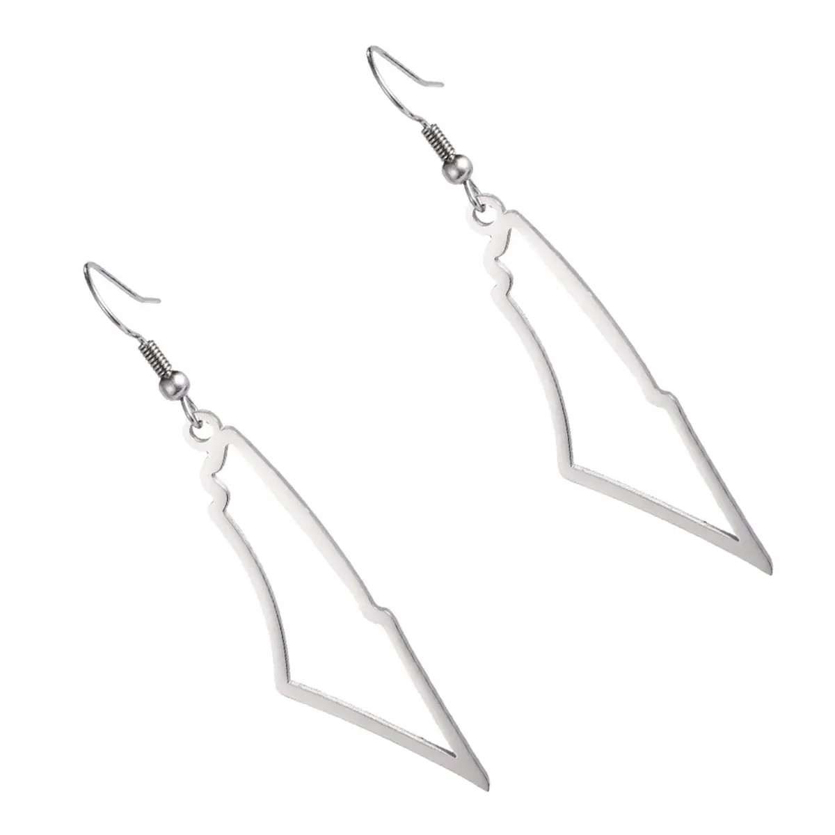 A55T 4X A Silver Color Palestine Map Dangle Earrings Women Country Geography Map Pendent Earring Stainless Jewelry - view 6