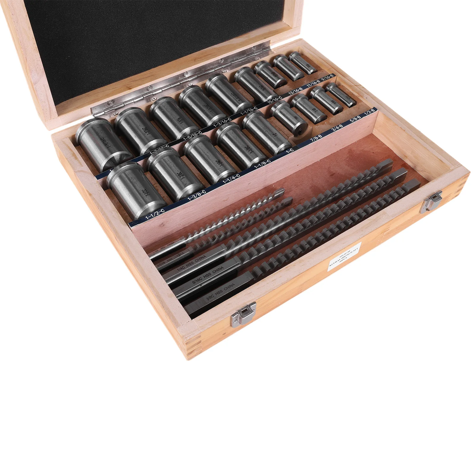 

Keyway Spline Broaching Set with 5 Broaches 18 Bushings 7 Shims Inch Broach Set Metric Keyway Cutting Tool HSS Industrial Tools