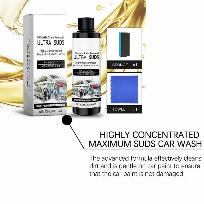 Car Stain Cleaner Vehicle Stain Cleaning Liquid Car Wash Liquid With Sponge And Cloth For Car Cleaning Car Cleaning Supplies