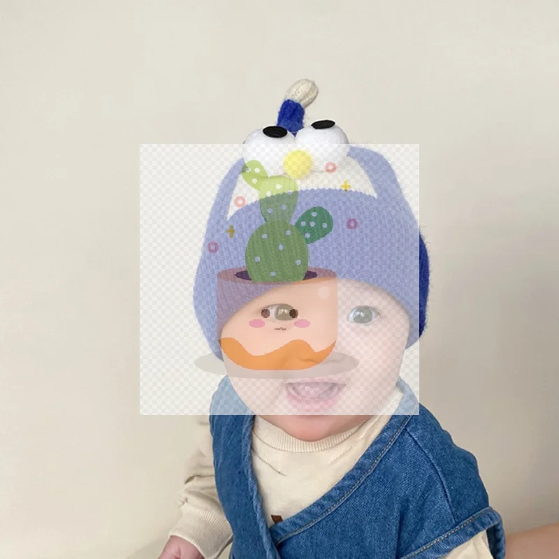 秋と冬のベビー帽子かわいいベビー帽子韓国スタイルプルオーバーウール帽子耳保護子供用ニット帽子