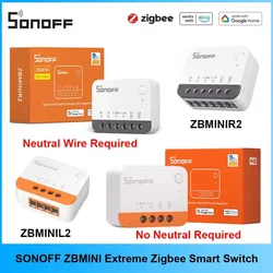 SONOFF ZBMINIR2/ZbminiL2 With/no Neutral Smart Zigbee Switch Two-Way Control Work With Alexa Google Home Yandex Alice Smartthing