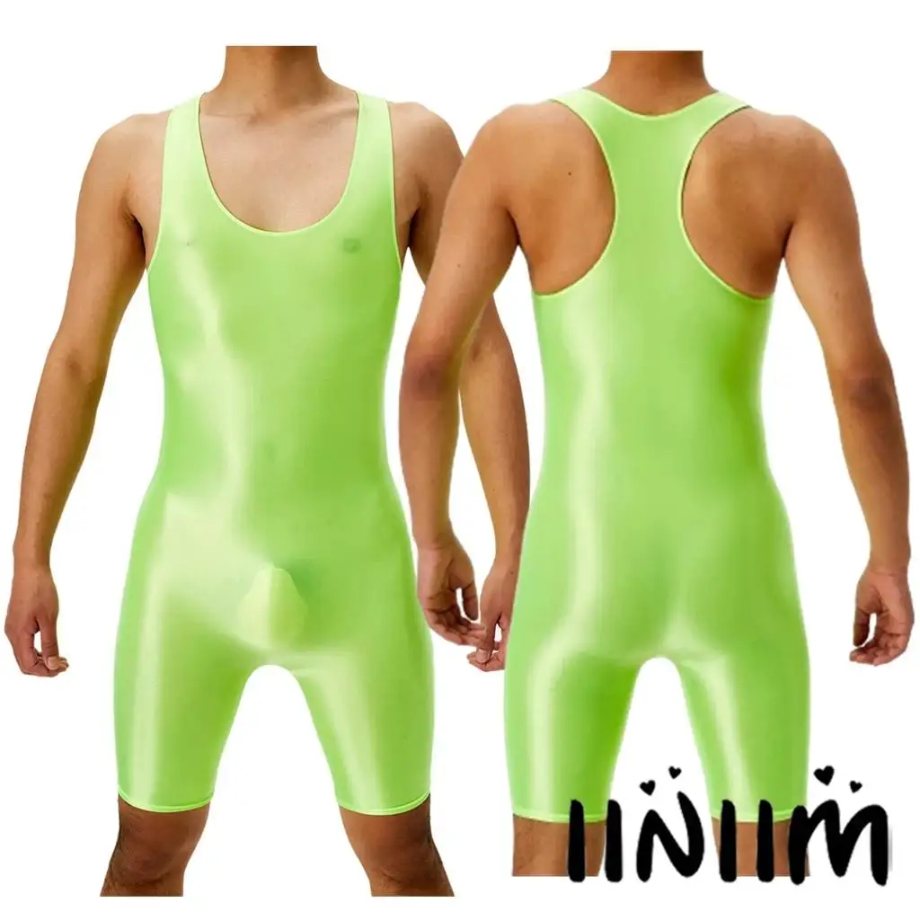 

Men Oil-shiny Wrestling Singlets Leotard Boxer Shorts Bottom Jumpsuit One-piece Swimsuit Bodysuit Rompers for Athletic Sports