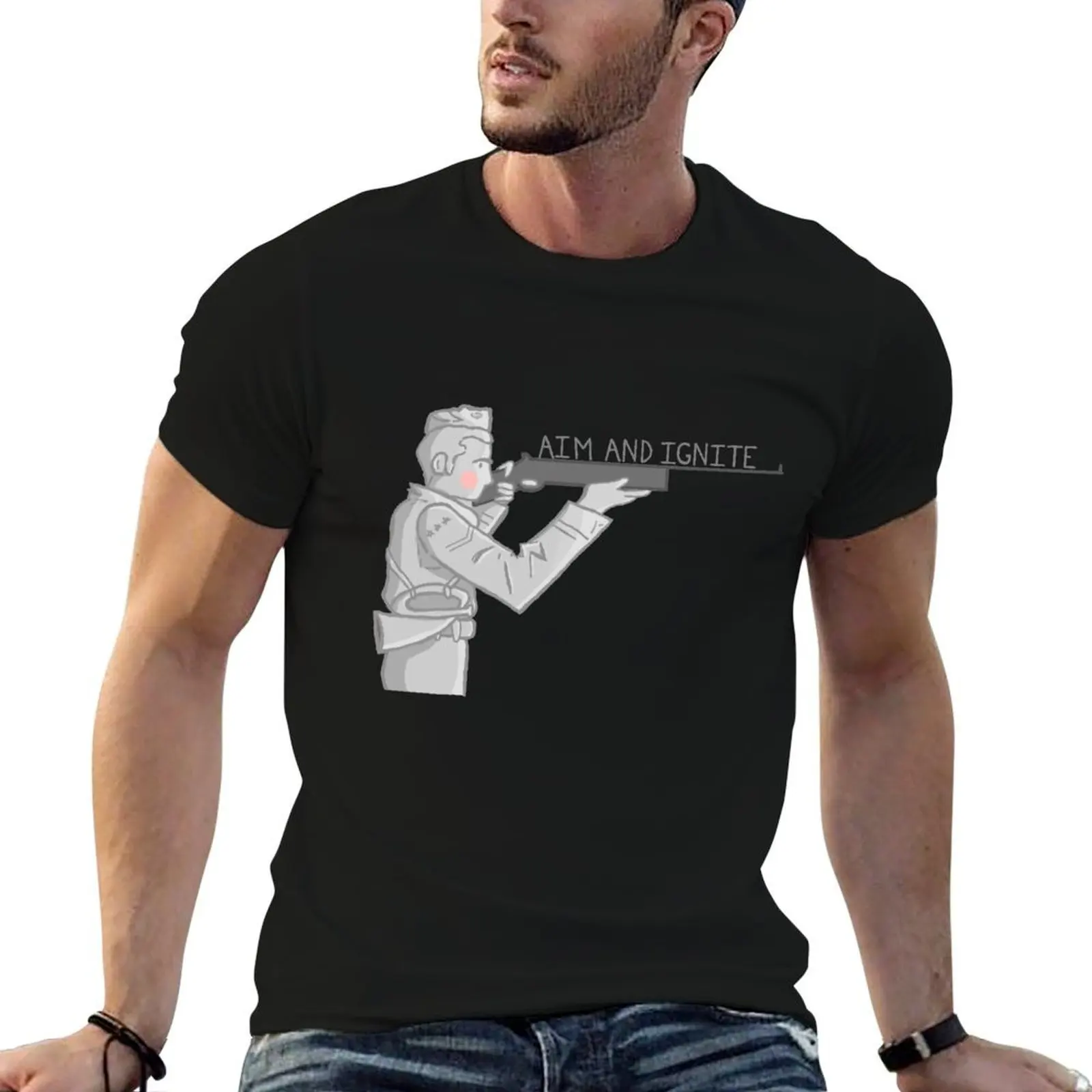 Aim and Ignite T-Shirt anime cute tops men workout shirt
