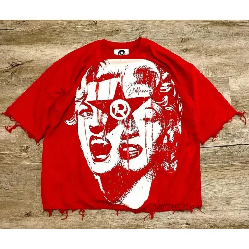 힙합 스트릿 댄스 레트로 탑 2025 카모플라주 프린트 그래픽 티셔츠 하라주쿠 고딕 남녀 공용 여름 티셔츠 캐주얼