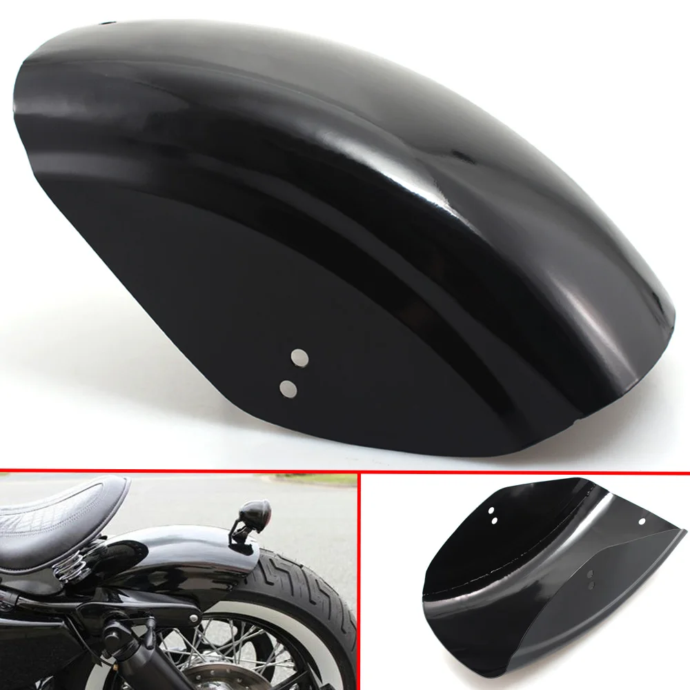 Motorcycle Black Short Flat Rear Fender Mudguard Metal For Harley Sportster XL 883 1200 48 72 Iron Bobber Cafe Racer Chopper