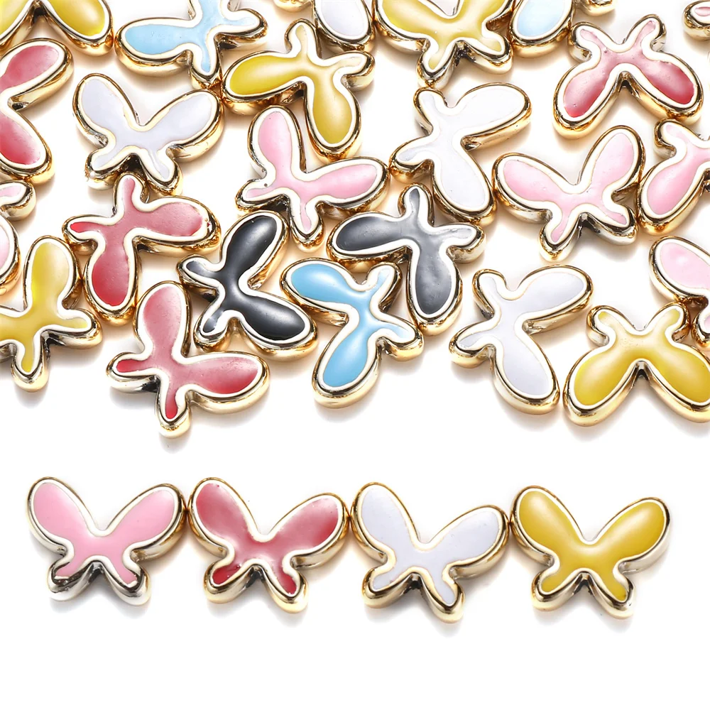 10 Stück 20 Stück 15x19mm Niedliche Schmetterling-Acrylperlen mit Goldrand in Bonbonfarben Lose Perlen für DIY-Halsketten, Armbänder und Schmuckzubehör – Detail 1