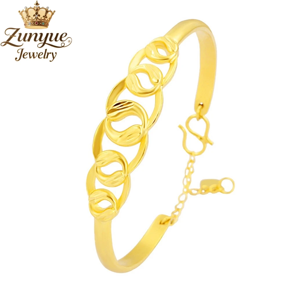 Sand Gold Hollowed-Out Wave Flower Bracelet Luxury Quality Jewelry Handicraft Fashion Jewelry Exquisite Popular Elegant Charms