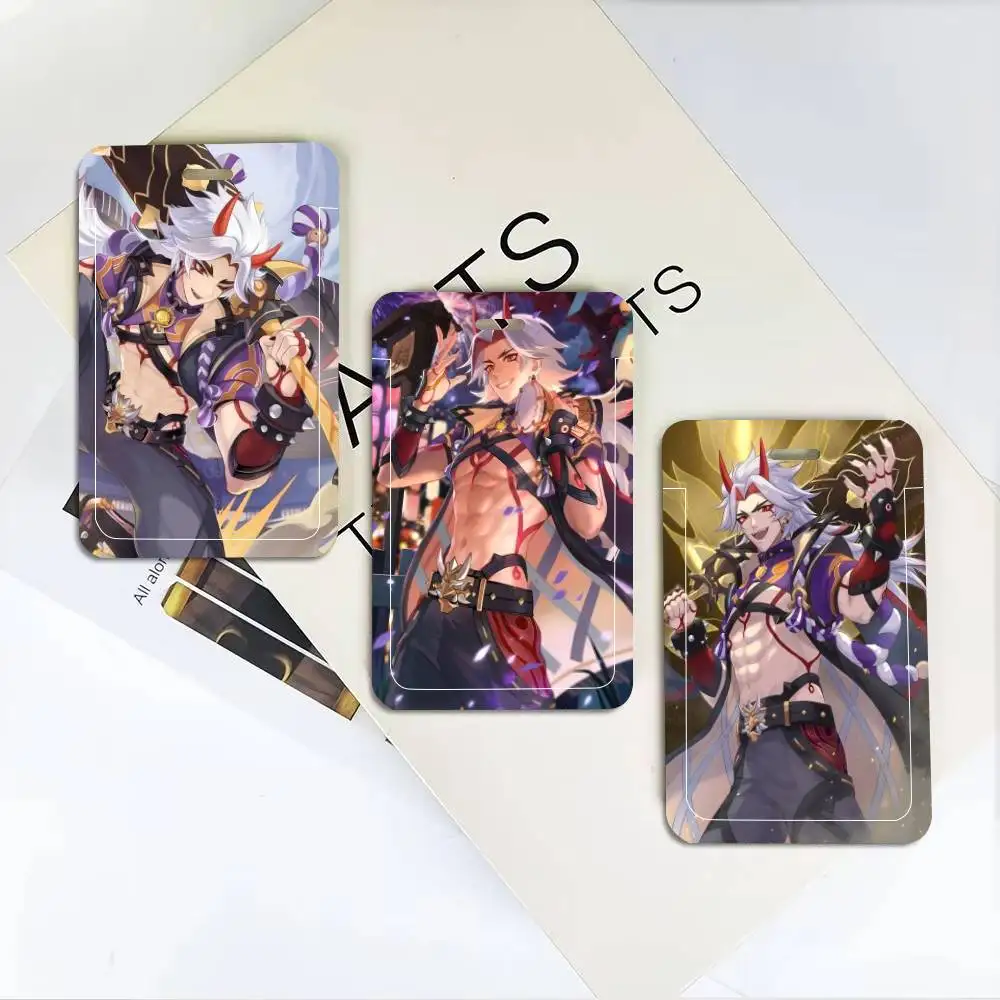 Game Genshin Impact Arataki Itto ID Card Holder Neck Strap Pendant Door Badge Holder Lanyards Keychain Work Credential