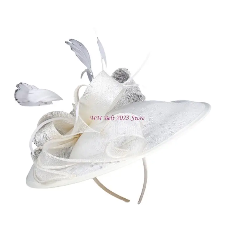 49ME Stylish Derby Hat With Detachable And Hair Clip Headbands Unique Headpiece For Prom Costume Parties Look
