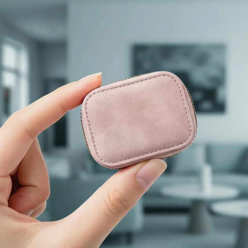 Étui pour clés de voiture en daim doux avec fermeture éclair lisse, mousqueton métallique antirouille, petite pochette de rangement pour clés, écouteurs, usage quotidien