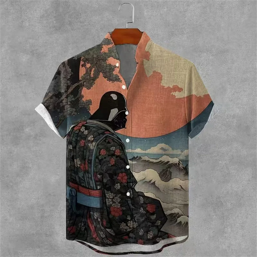 

Men's shirt printed lapel summer short-sleeved Hawaiian simple new daily vacation breathable casual comfortable shirt