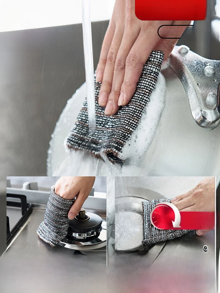 

Magic Cleaning Copper Wire Glove Bru Diwaing Tool Stove Use Deformable Kitchen ential Disloth Household Cleaning