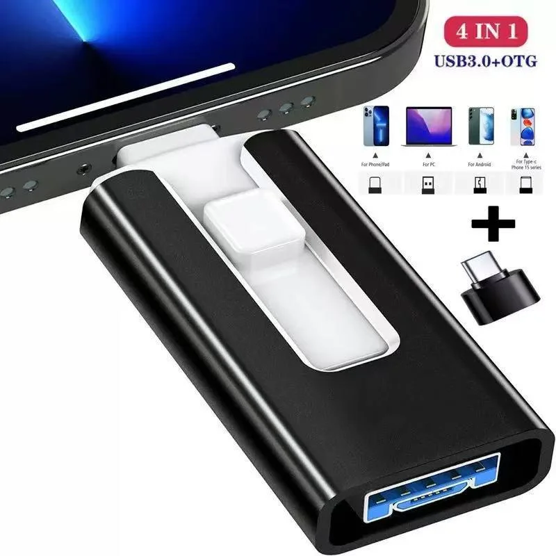 Nieuwe 4 in1 OTG 512 GB 256 GB voor iPhone USB 3.0 Flash Drive 2 TB 1 T Android TYPE-C PenDrive Mobiele Micro USB Memory Stick Drive gratis - afbeelding 2