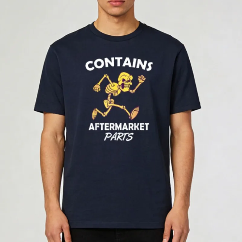 Skeleton-print Gothic Style T Shirt Contains Aftermarket Parts Skeleton Design Summer Casual Men T-Shirt Humor Statement Shirt