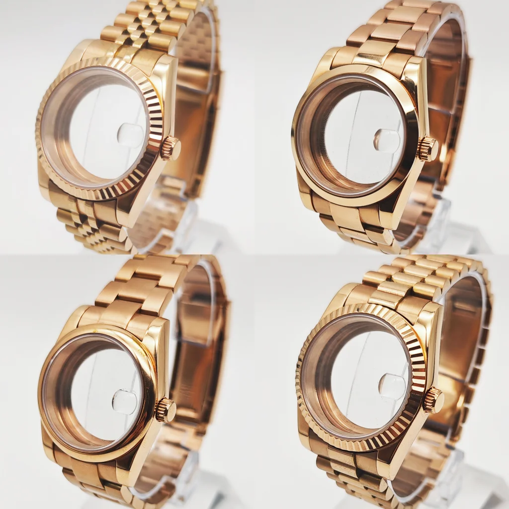 RICHUS 36mm/39mm NH35 Gold Case Sapphire Glass Watch Case Fit NH35NH36 ETA2824 2836 PT5000 Miyota8215 Movement Watch Accessories