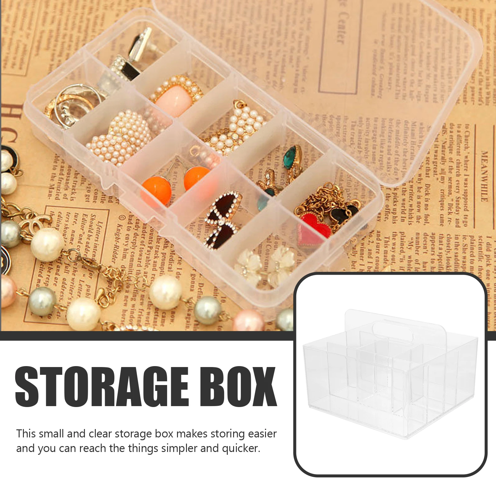 

Clear Plastic Nail Art Storage Grids Jewelry ganizer Container for Makeup Accessories Beads Rings Earrings Portable
