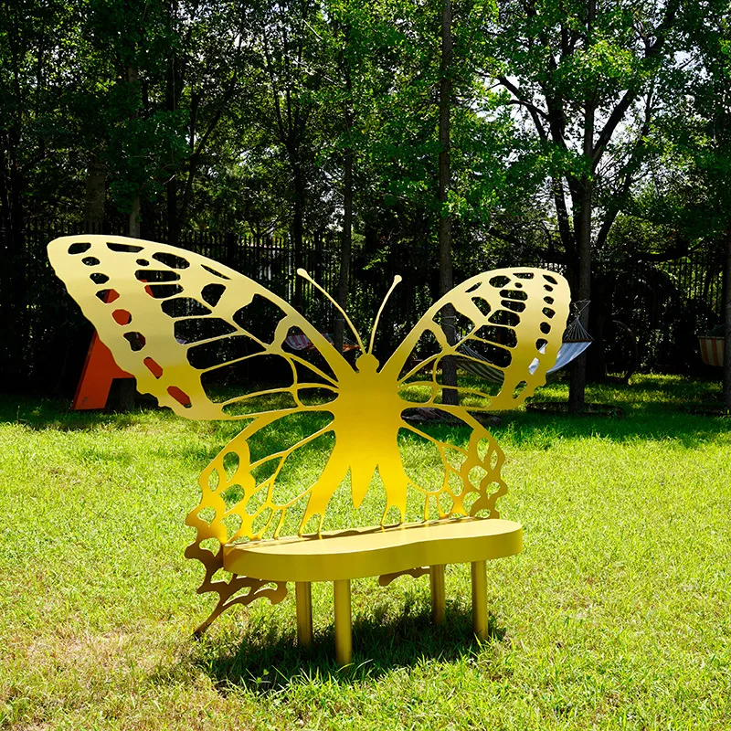 

Wrought iron butterfly seat square shopping mall park scenic spot seat metal sculpture chair