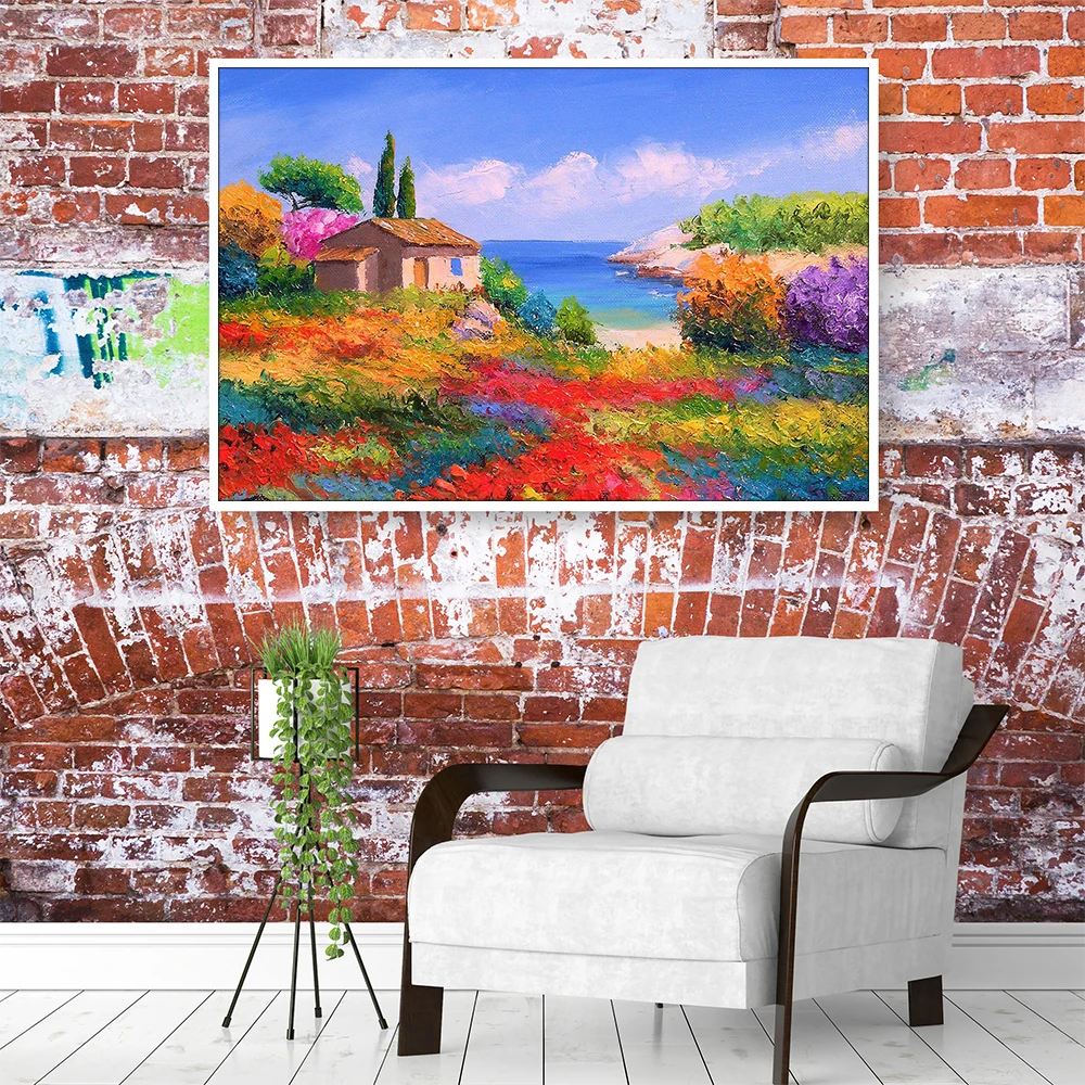 Seaside Landscape Canvas Painting Wall Art Picture Print Poster Home Decor Items Illustration Impressionist Mural