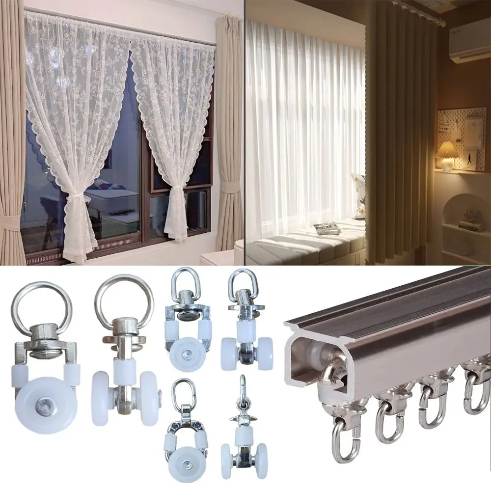 Curtains Metal Wheels Silent Hooks Curtain Track Roller Multifunctional Durable Ceiling Pulley Drapery Rail Sliding Glider