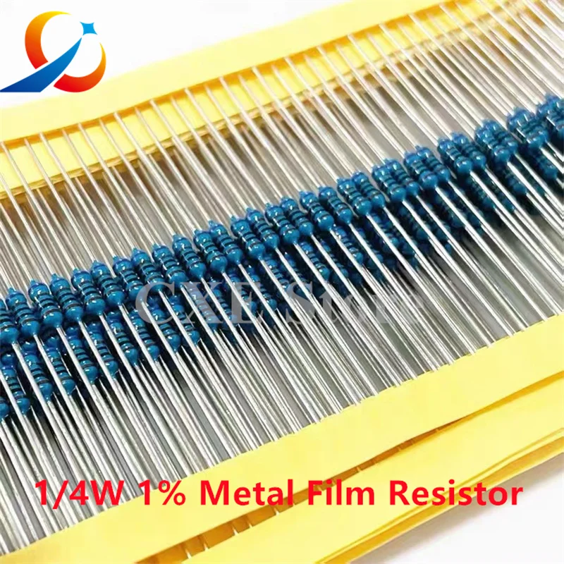 100PCS 1/4W 1% Metal Film Resistor 0.25W 0.1R 0.15 1.5 12 33 47 68 100 150 240 560R 1K 3.3K 8.2K 10K 100K 680K 1M 10M 22M ohms