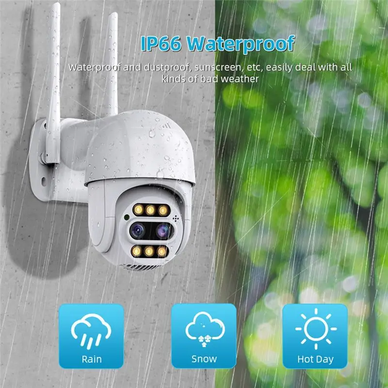 

(BAAY) 8-мегапиксельная 4K IP-камера с двумя объективами, беспроводная Wi-Fi камера с функцией обнаружения человека, 8-мегапиксельная аудиокамера для видеонаблюдения - вилка стандарта США