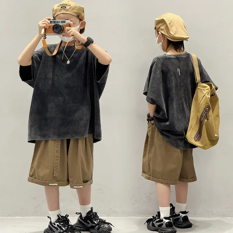 

Children's T-shirts 2025 summer new boys and girls loose casual short-sleeved tops tide