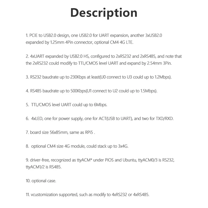 MPUUART-Étui pour Raspberry Pi 5, Rpi 5, Pcie vers USB, UART HAT, RS485, ISO, RS232, USB 2.0, 4G Permanence Tech