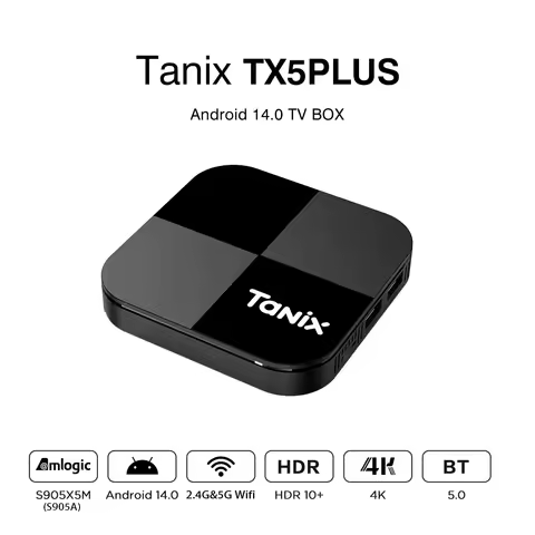 Tanix TX5 PLUS Android 14 Smart TV BOX Amlogic S905X5M 4GB 32GB 2.4G/5G Dual WIFI BT 1000M LAN AV1 4K Media Player Set Top Box