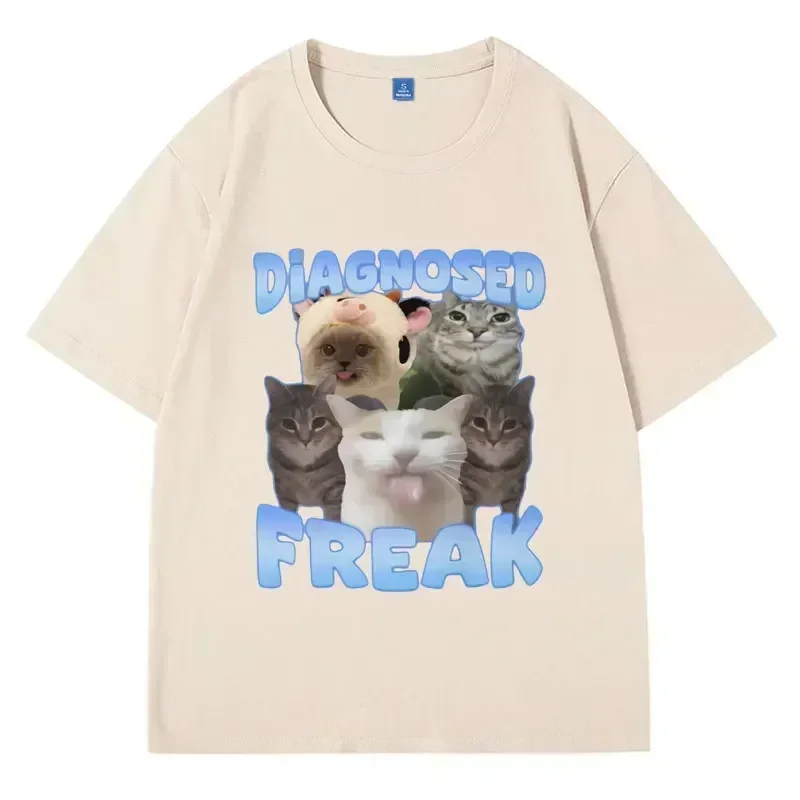 Diagnosed Freak Funny Watermelon Cat Meme T-shirt \Women Oversized Streetwear T Shirt Fashion Oversized Female T Shirts