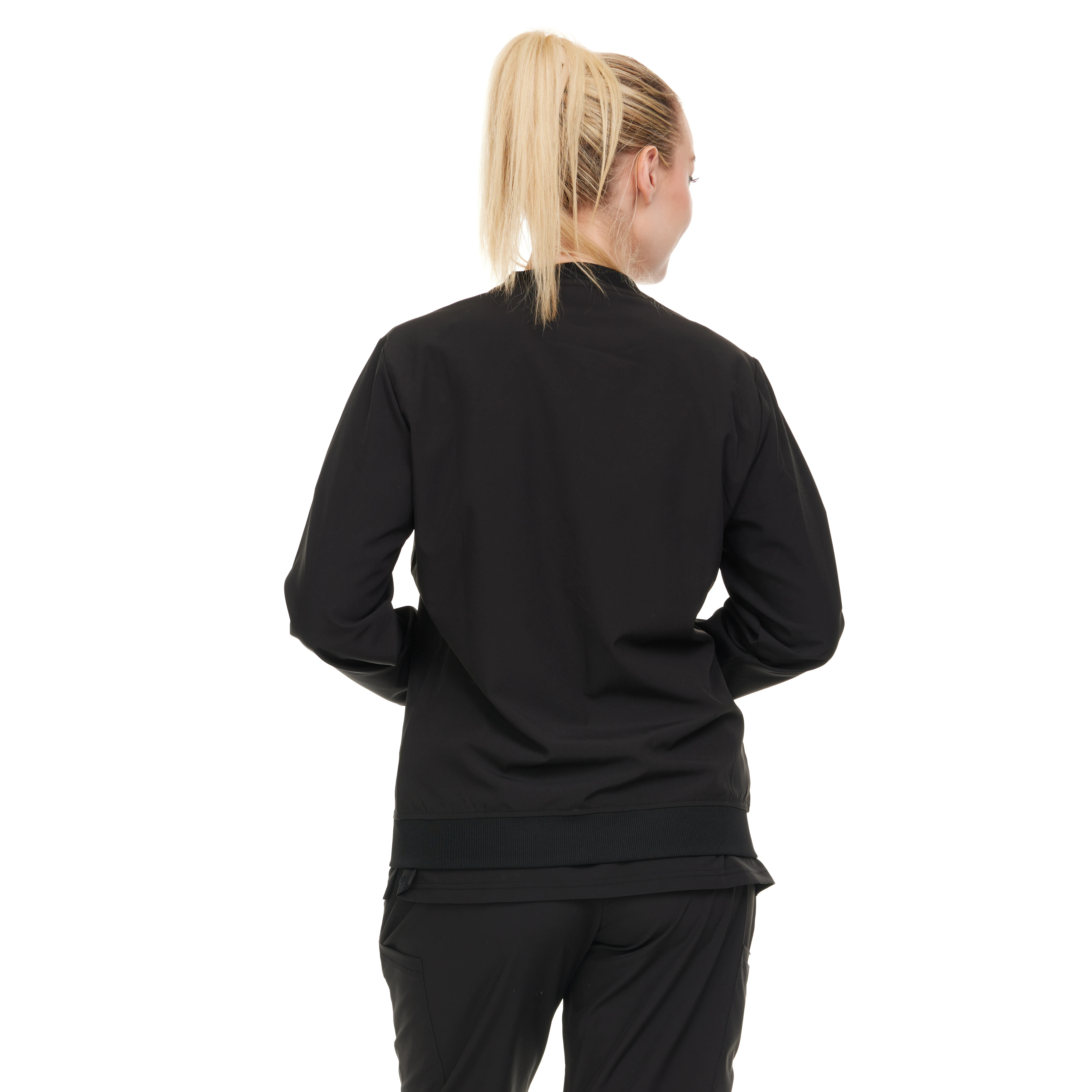 HEAL+WEAR Modern Women Warm Up Scrub Jacket Zip Front Multiple Convenient Pockets. 4-Way Stretch Spandex. Wrinkle-Resistant