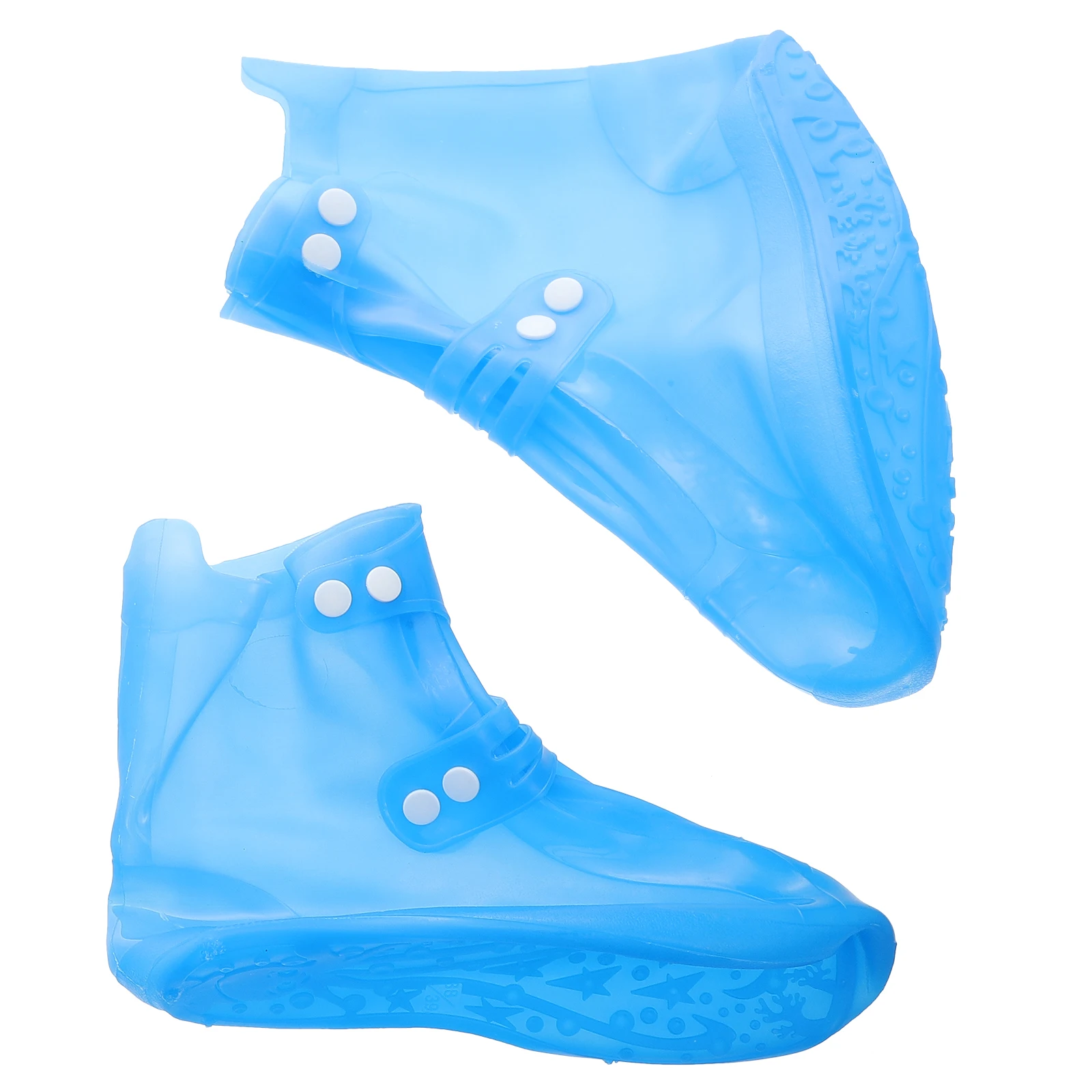 أغطية أحذية سميكة مقاومة للماء، واقيات PVC، تصميم زر غير قابل للانزلاق، أنماط نعلية للاستخدام المنزلي اليومي سميكة