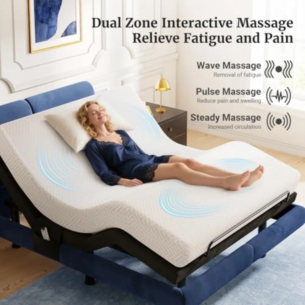 T600 Adjustable Bed Frame Twin XL Size with Remote & Massage - Syncable Electric Beds Bases, Zero Gravity, USB, Side view 4