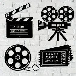 HelloYoung Movie Theater Room Decor, Cinema Wall Art Metal Movie Reel Wall Sign, Cinema Movie Film Wall Decoration