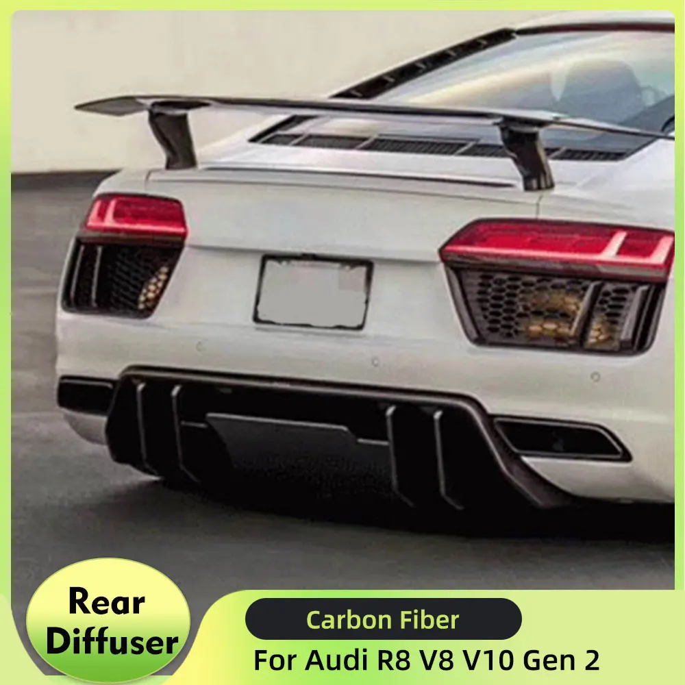

Car Rear Bumper Diffuser Lip Spoiler for Audi R8 V8 V10 Gen 2 2016-2018 Car Rear Bumper Lip Chin Spoiler Splitters Dry Carbon