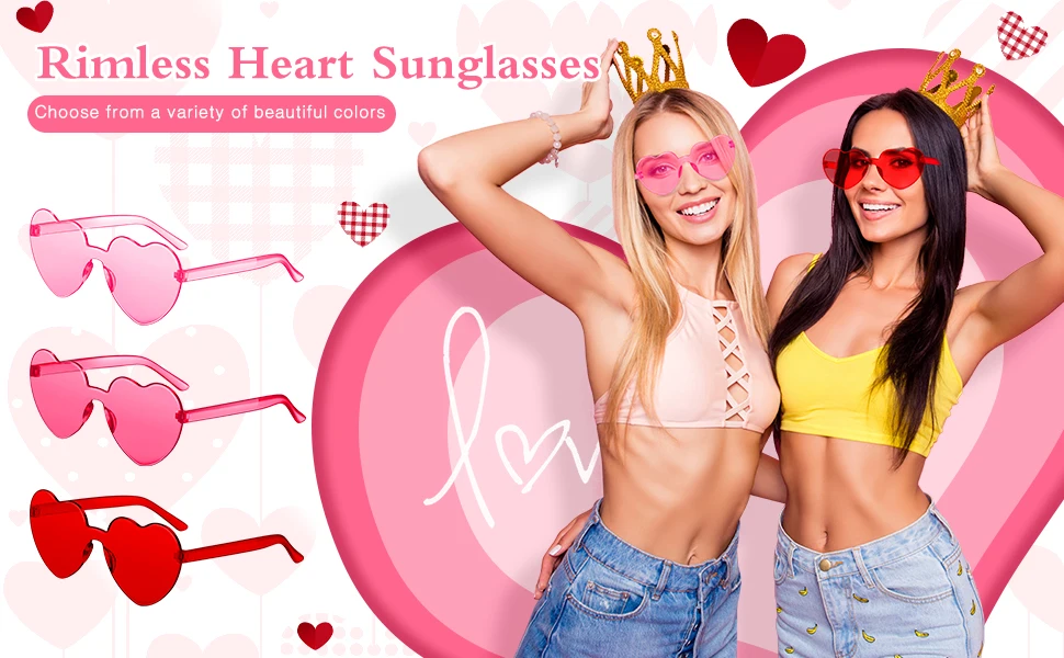 12–80 Stück Herz-Sonnenbrille, randlos, lustige Sonnenbrille, Junggesellenabschied, Gastgeschenke, Süßigkeiten, bunte Brille, Hochzeitsgeschenk, Mitbringsel für Gäste – Detail 3