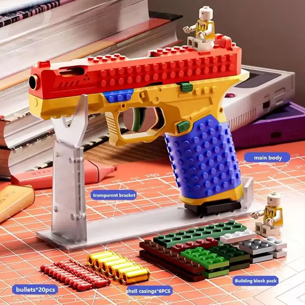 Afbeelding 3: Bouwblokken speelgoedpistool SIG17 lanceert speelgoedpistool met schietende patronen, doe-het-zelf zachte kogelpistool, wetenschap en educatie model