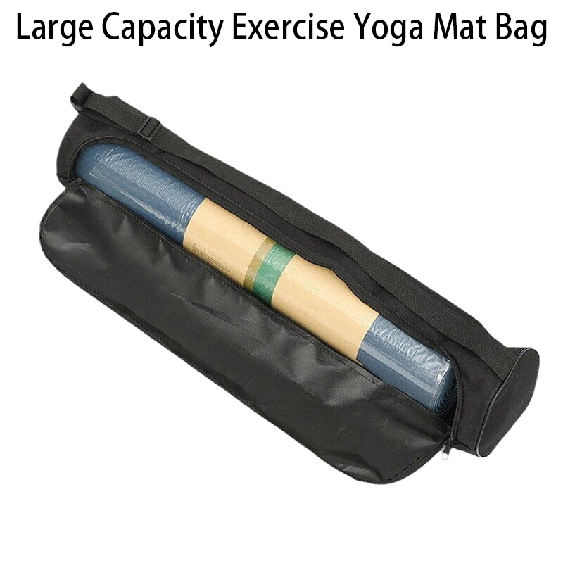 Large Capacity Exercise Yoga Mat Bag Multifunction Storage Bag Waterproof Fitness Bag Full-Zip Canvas Adjustable Shoulder Strap